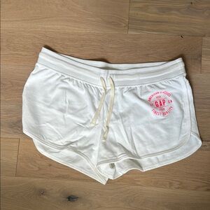 GAP White and Pink Athletic Shorts with Elastic Waistband